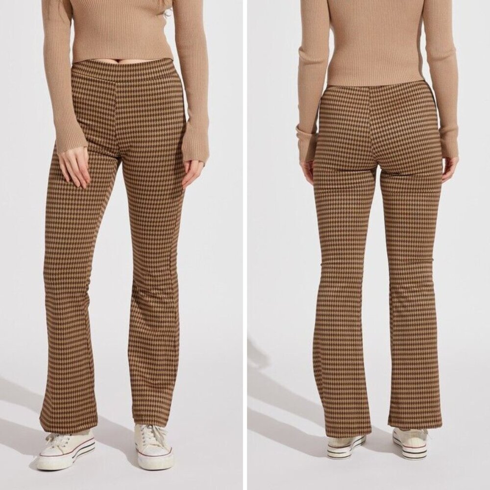[NWT] Women High Waisted Stretchy Houndstooth Pattern Pants Y2K S/M/L